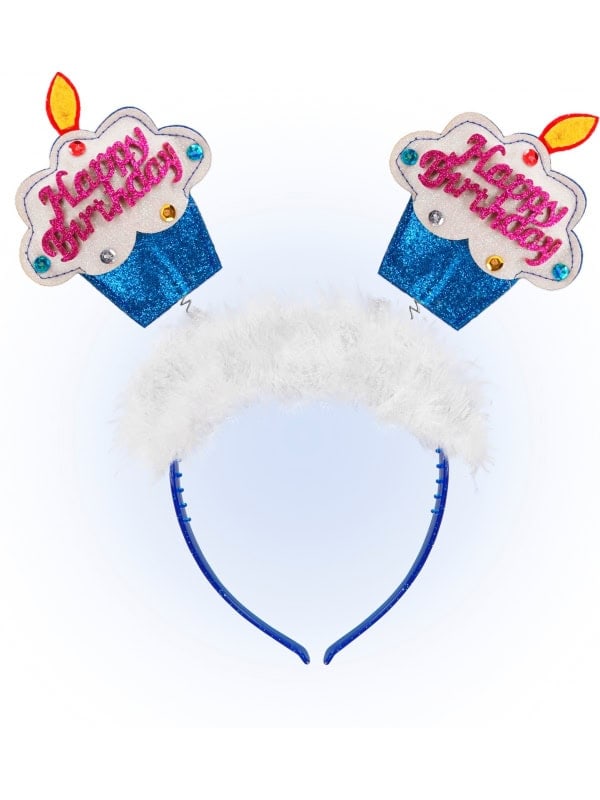 Serre-Tête Gâteau d'Anniversaire Bleu : Éclatant et Festif - Vendu par 12