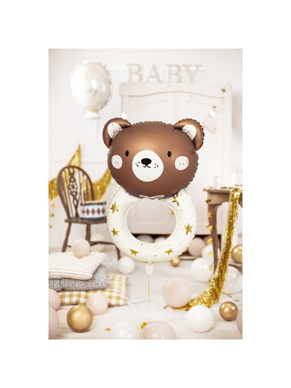 Ballon en aluminium Hochet Ourse, 61x88 cm, Décoration Baby Shower