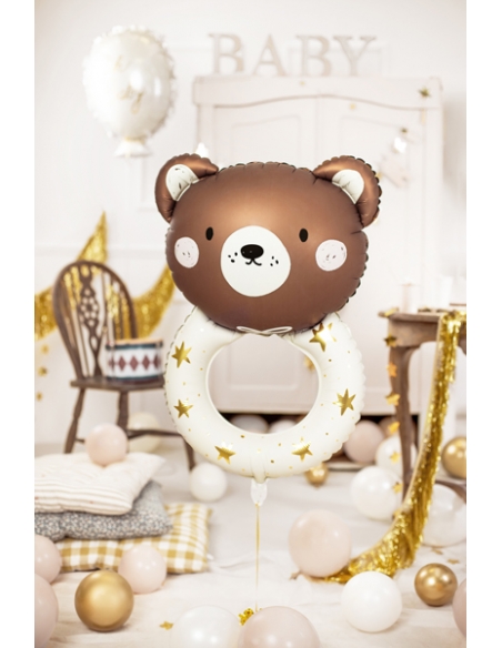 Ballon en aluminium Hochet Ourse, 61x88 cm, Décoration Baby Shower
