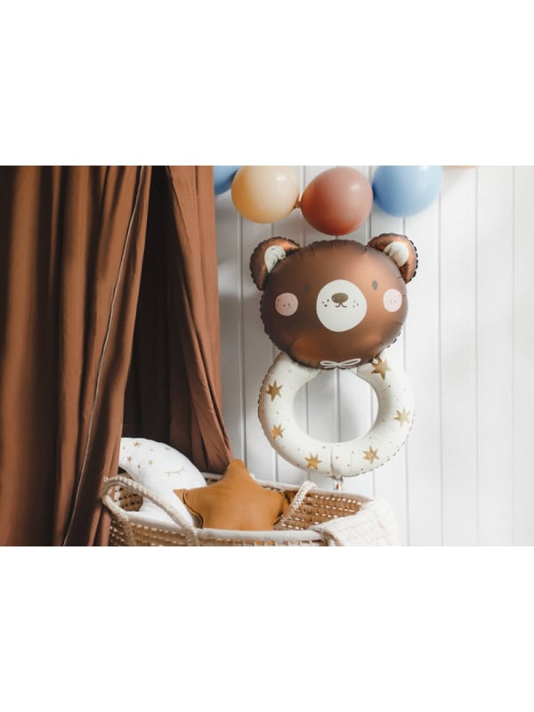 Ballon en aluminium Hochet Ourse, 61x88 cm, Décoration Baby Shower