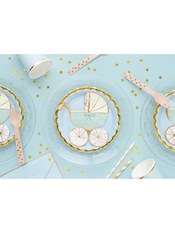 Serviettes de Table Poussette Tiffany Blue : L'Éclat de la Fête pour Bébé Garçon