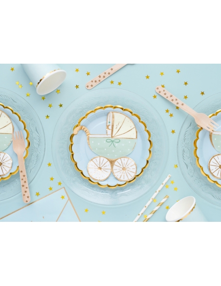 Serviettes de Table Poussette Tiffany Blue : L'Éclat de la Fête pour Bébé Garçon