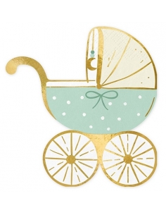 Serviettes de Table Poussette Tiffany Blue : L'Éclat de la Fête pour Bébé Garçon