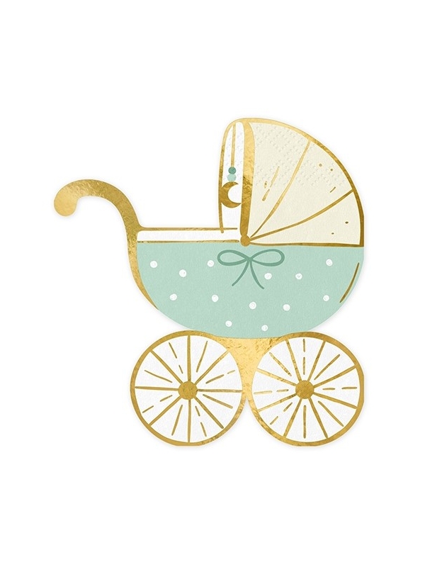 Serviettes de Table Poussette Tiffany Blue : L'Éclat de la Fête pour Bébé Garçon