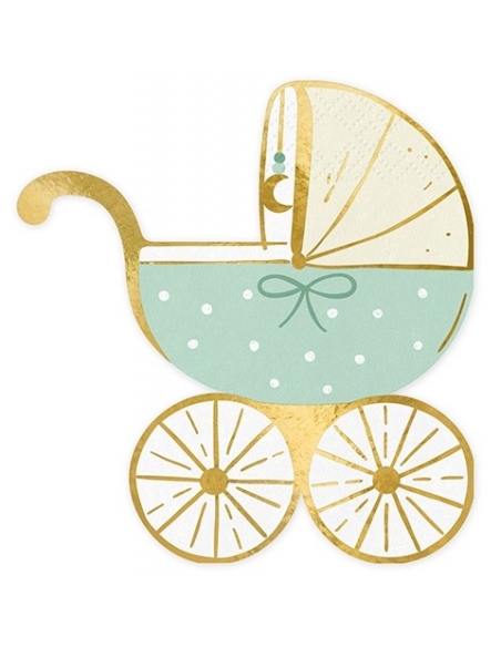 Serviettes de Table Poussette Tiffany Blue : L'Éclat de la Fête pour Bébé Garçon