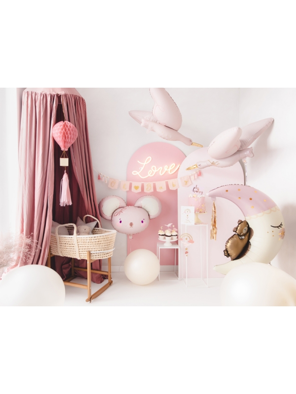 Ballon en Aluminium Cigogne Rose Vif : Déco Baby Shower103x60 cm