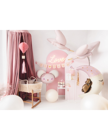 Ballon en Aluminium Cigogne Rose Vif : Déco Baby Shower103x60 cm