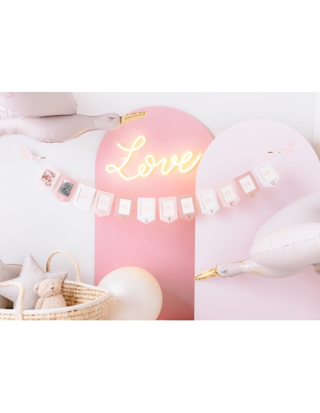 Ballon en Aluminium Cigogne Rose Vif : Déco Baby Shower103x60 cm