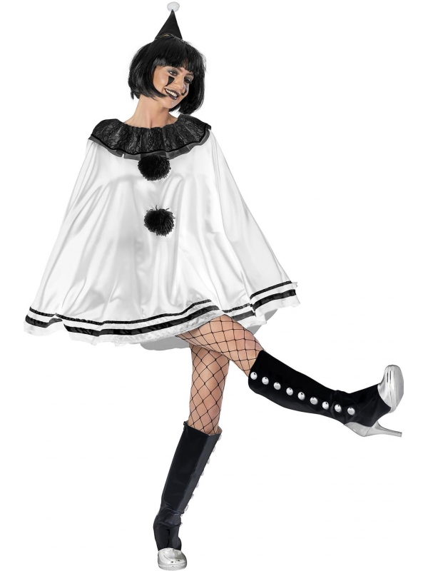 Déguisement de Pierrot Sexy en Noir et Blanc femme