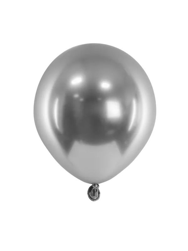 50 Ballons Brillants 12 cm, argent foncé