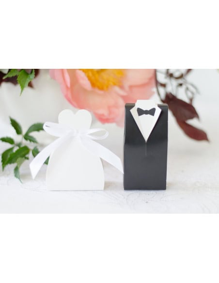 Boîtes à Dragées forme costume de Marié : Élégance Noire pour Mariage Raffiné