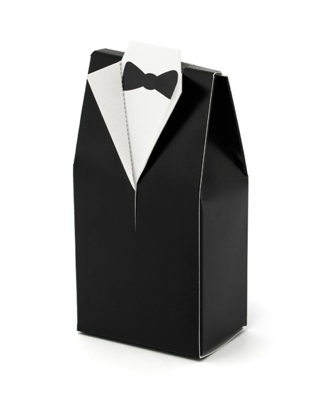 Boîtes à Dragées forme costume de Marié : Élégance Noire pour Mariage Raffiné