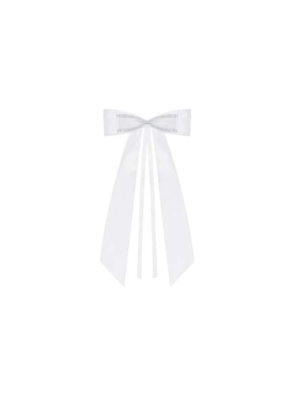 4 Nœuds Papillon, Satin Blanc, 14cm