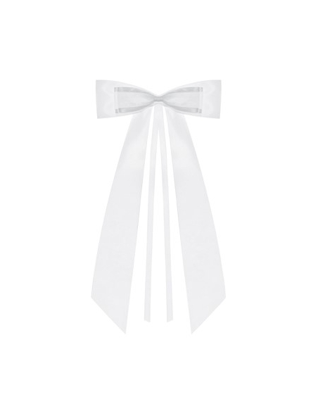 4 Nœuds Papillon, Satin Blanc, 14cm