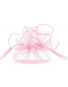 10 Sachets Dragées en Organza Roses de 25cm - Douceur et Élégance