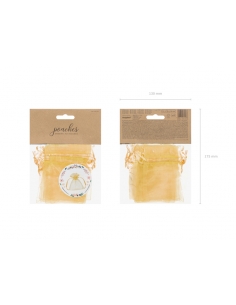 10 Sachets à Dragées en Organza Doré de 10 cm 2