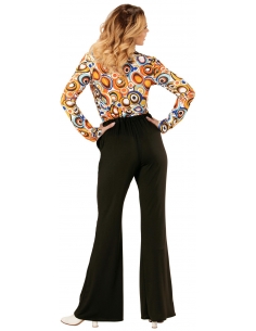 Pantalon Femme Noir, Coupe Evasée, Années 70's 2