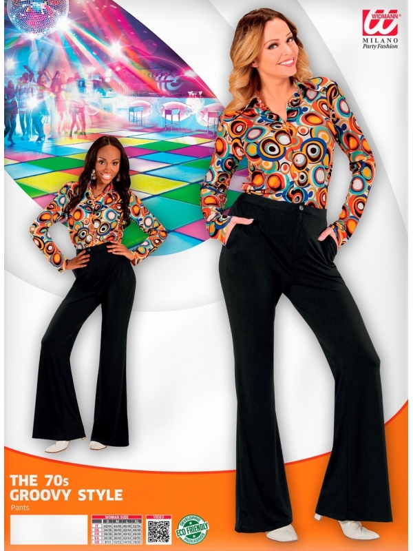 Pantalon Femme Noir, Coupe Evasée, Années 70's