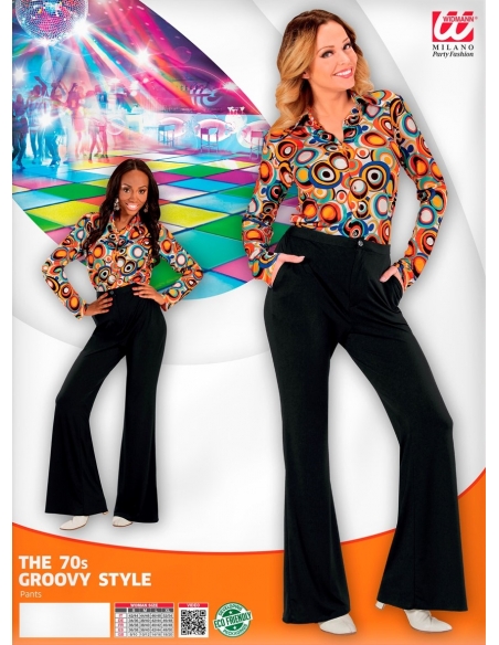 Pantalon Femme Noir, Coupe Evasée, Années 70's