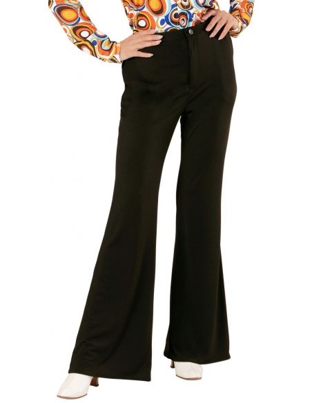 Pantalon Femme Noir, Coupe Evasée, Années 70's
