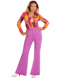 Pantalon Femme Années 70, Violet, Evasé