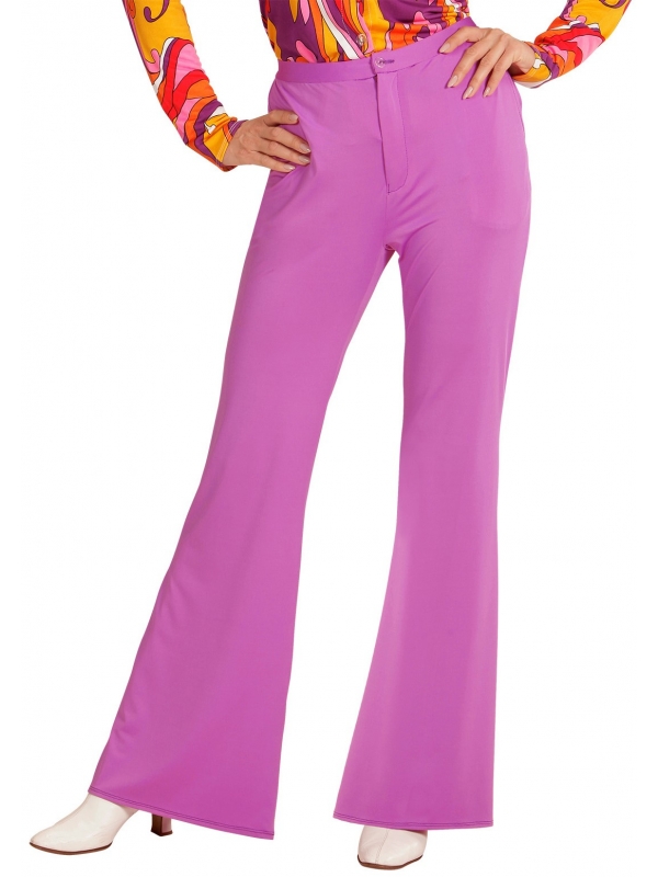 Pantalon Femme Années 70, Violet, Evasé