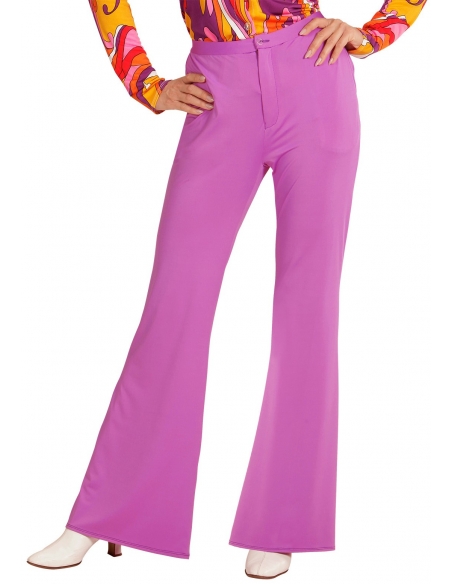 Pantalon Femme Années 70, Violet, Evasé