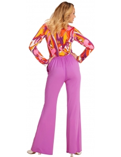 Pantalon Femme Années 70, Violet, Evasé 2
