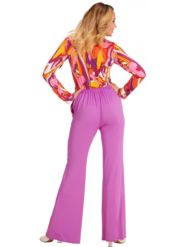 Pantalon Femme Années 70, Violet, Evasé