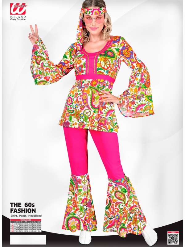 Ensemble Années 60/Hippie (chemise, pantalon, bandeau)