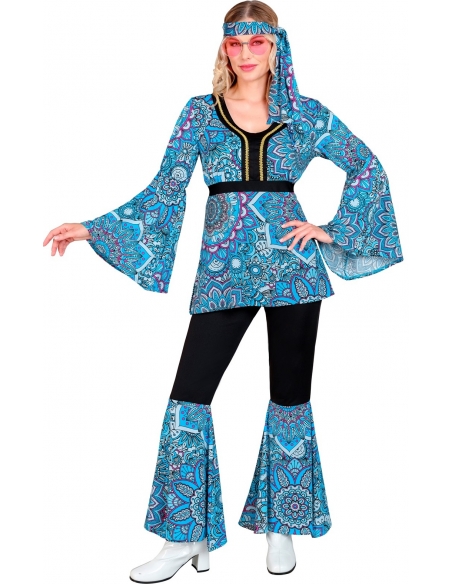 Déguisement Hippie femme bleu