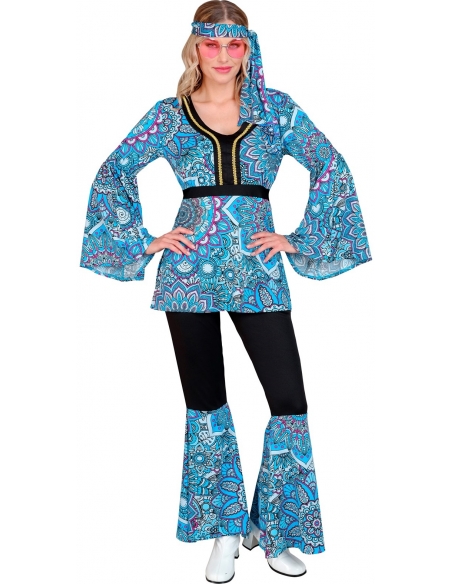 Déguisement Hippie femme bleu
