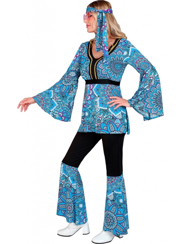 Déguisement Hippie femme bleu
