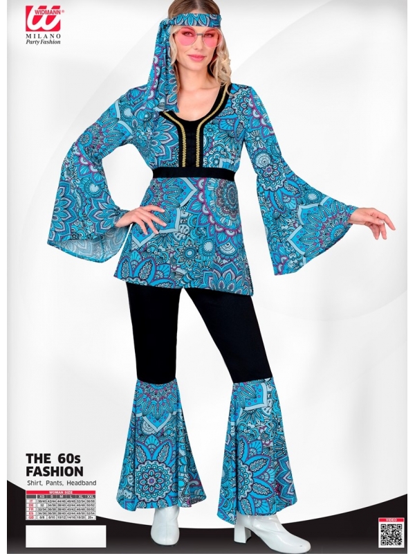 Déguisement Hippie femme bleu