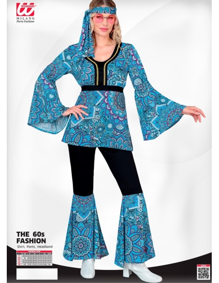 Déguisement Hippie femme bleu