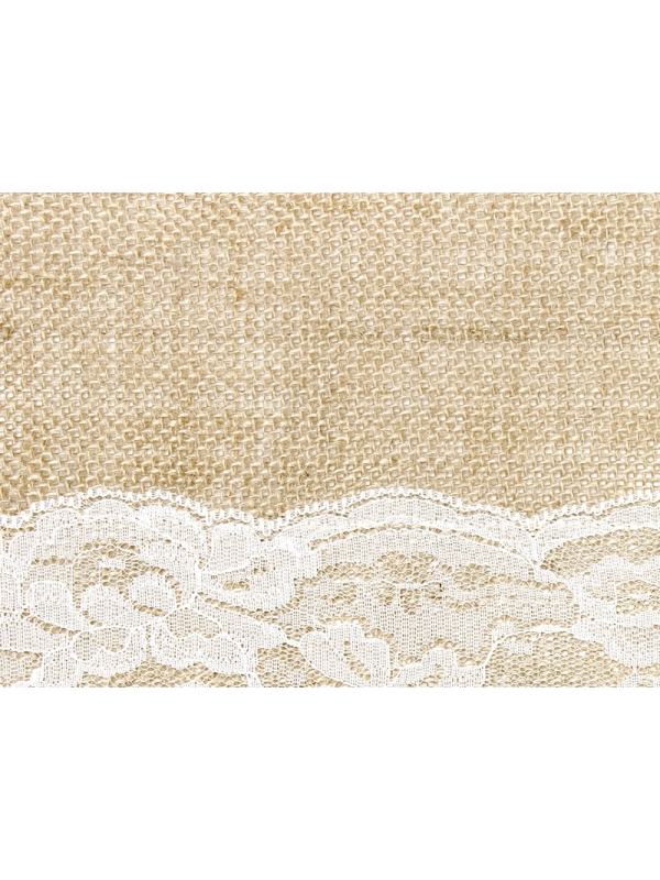 Chemin de Table Jute et Dentelle : Élégance Rustique Chic - 0,28x2,75m