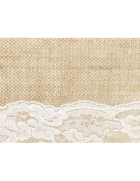 Chemin de Table Jute et Dentelle : Élégance Rustique Chic - 0,28x2,75m
