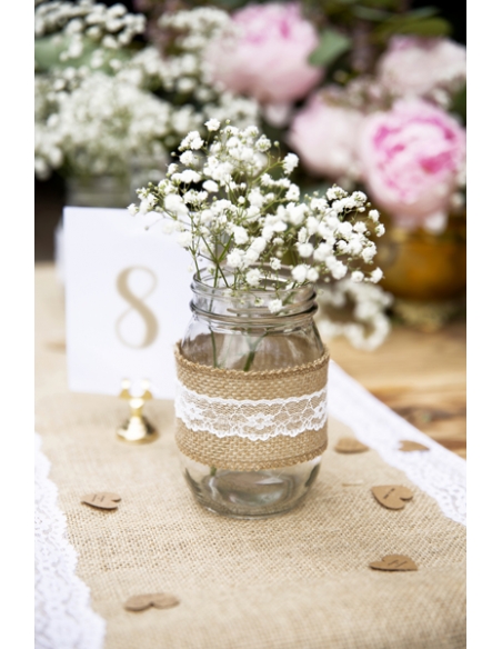 Chemin de Table en Jute avec Dentelle : Décoration Rustique Chic