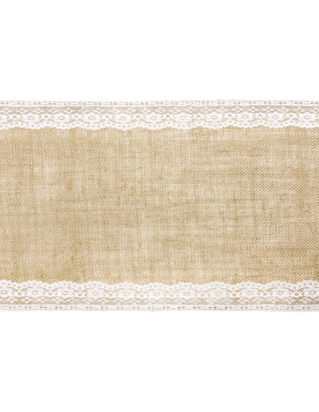 Chemin de Table en Jute avec Dentelle : Décoration Rustique Chic