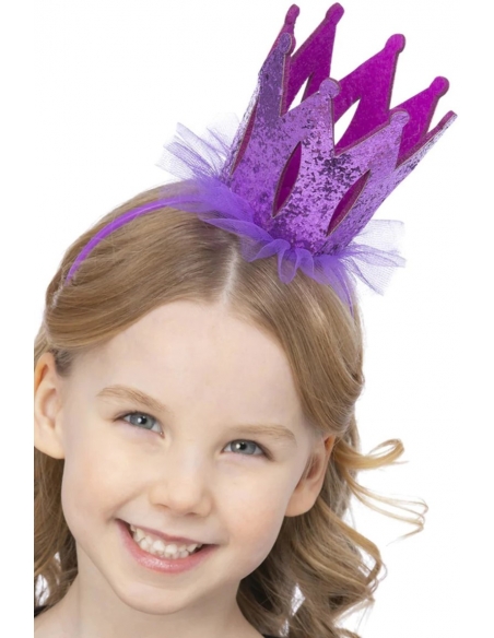Serre-tête avec Couronne à Paillettes Violettes
