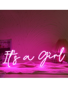 Lampe Néon "It's a Girl" Rose pour Célébration