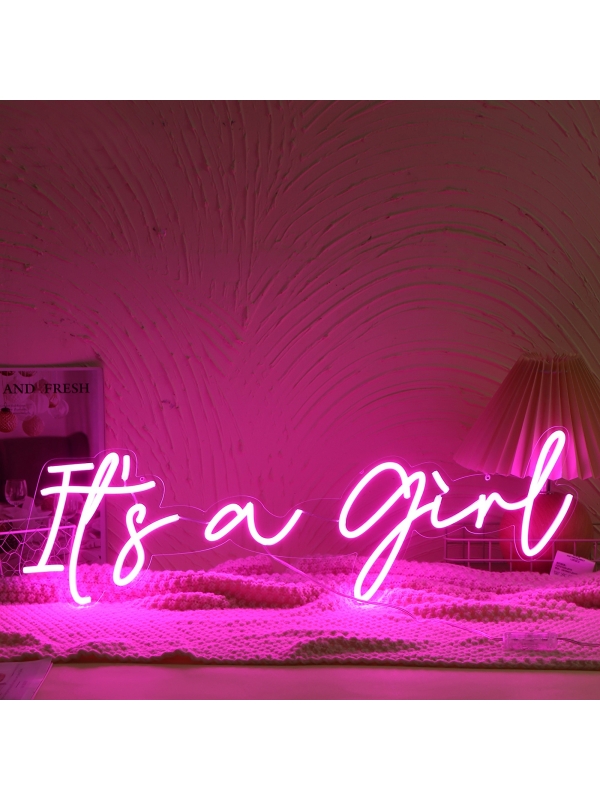 Lampe Néon "It's a Girl" Rose pour Célébration