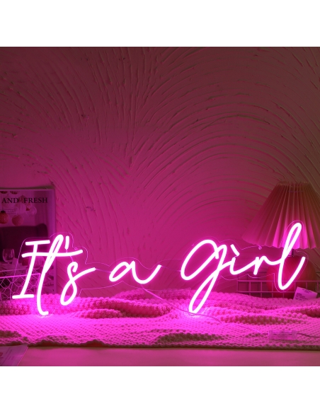 Lampe Néon "It's a Girl" Rose pour Célébration