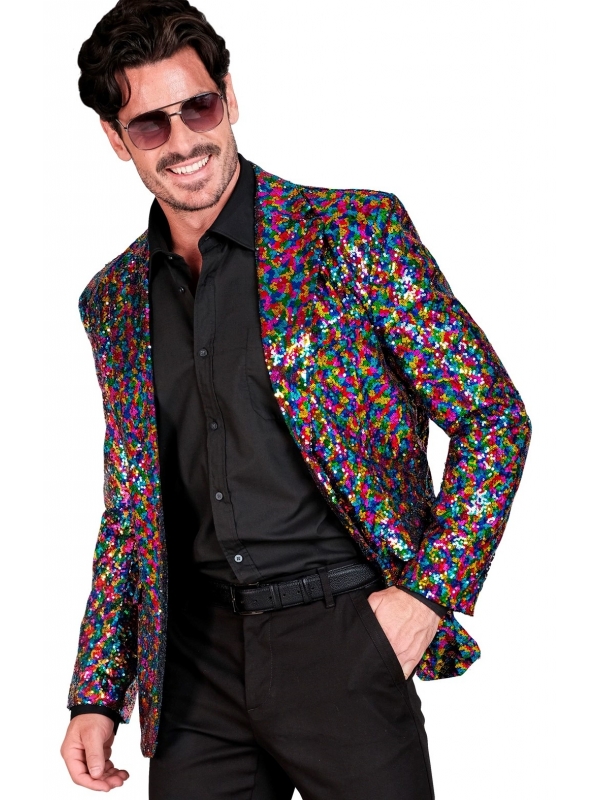 Veste à Paillettes Homme Style Baseball – Pour Fête, Discothèque, Carnaval, Respirante