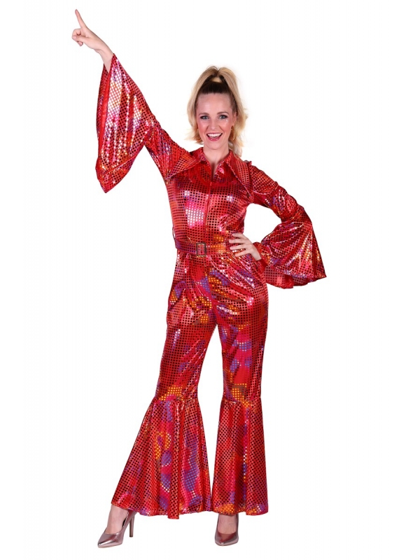 Combinaison Rouge Disco Holographique femme
