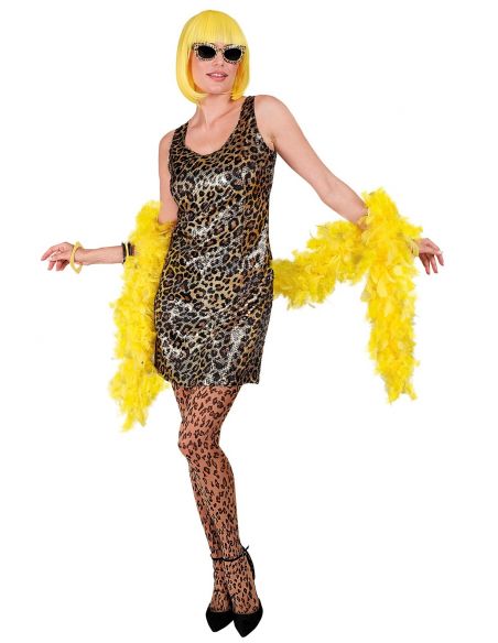 Robe courte pailletée à motif léopard pour femmes - Disco