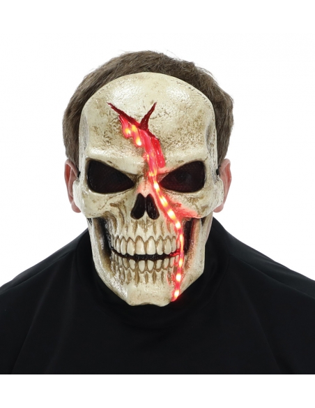 Masque de Squelette Lumineux avec Sang LED pour Halloween - Adulte