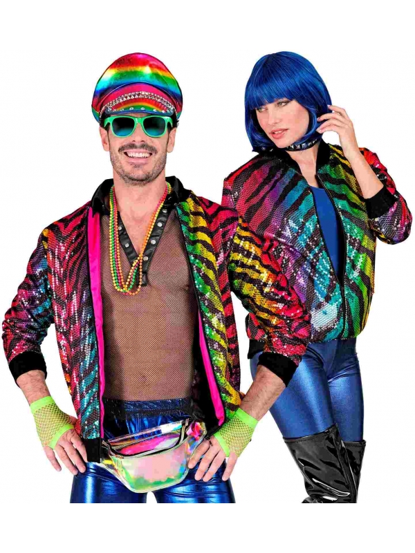 Bomber Mixte à Paillettes Animalier Arc-En-Ciel