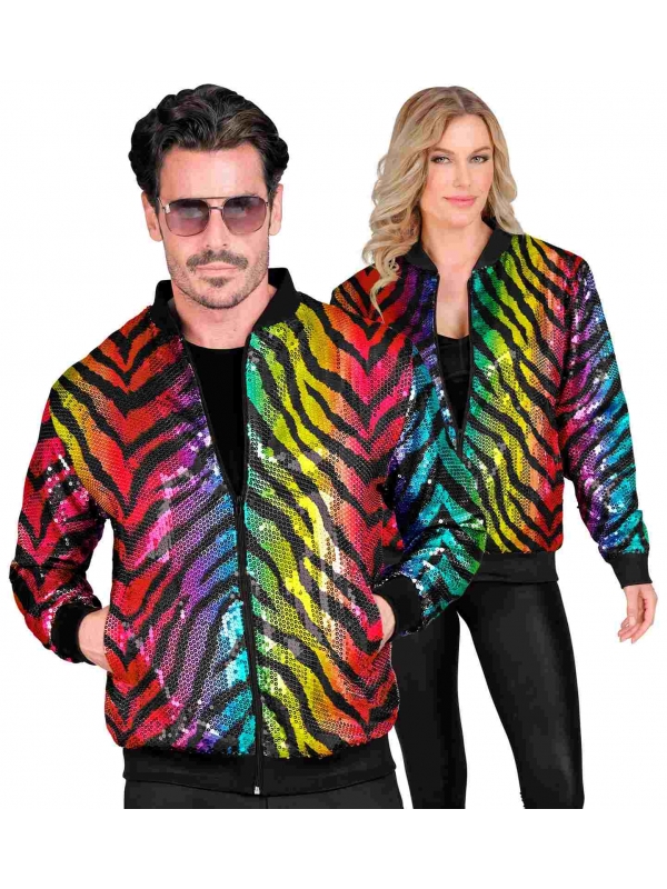 Bomber Mixte à Paillettes Animalier Arc-En-Ciel