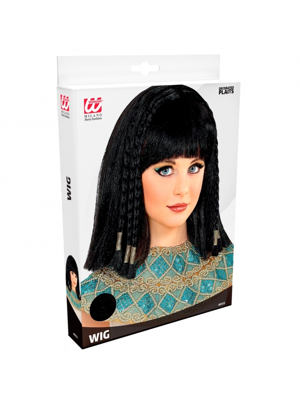 Perruque Cléopâtre Enfant avec Tresses et Clips Dorés
